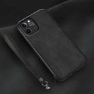 For iPhone 12 Pro Lamba Skin Feel Leather Back Phone Case with Strap(Black) - 1