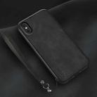 For iPhone X / XS Lamba Skin Feel Leather Back Phone Case with Strap(Black) - 1