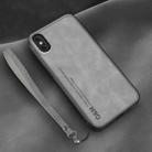 For iPhone X / XS Lamba Skin Feel Leather Back Phone Case with Strap(Space Grey) - 1