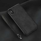 For iPhone XS Max Lamba Skin Feel Leather Back Phone Case with Strap(Black) - 1