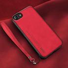 For iPhone SE 2022 / SE 2020 / 7 / 8 Lamba Skin Feel Leather Back Phone Case with Strap(Red) - 1