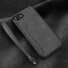For iPhone SE 2022 / SE 2020 / 7 / 8 Lamba Skin Feel Leather Back Phone Case with Strap(Dark Grey) - 1