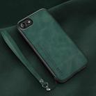 For iPhone SE 2022 / SE 2020 / 7 / 8 Lamba Skin Feel Leather Back Phone Case with Strap(Deep Green) - 1