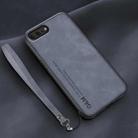 For iPhone 7 Plus / 8 Plus Lamba Skin Feel Leather Back Phone Case with Strap(Blue) - 1