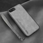 For iPhone 7 Plus / 8 Plus Lamba Skin Feel Leather Back Phone Case with Strap(Space Grey) - 1