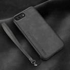 For iPhone 7 Plus / 8 Plus Lamba Skin Feel Leather Back Phone Case with Strap(Dark Grey) - 1