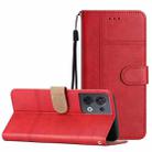 For OPPO Reno8 5G Business Style Cowhide Texture Leather Phone Case(Red) - 1