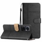 For OPPO Reno8 Lite Business Style Cowhide Texture Leather Phone Case(Black) - 1