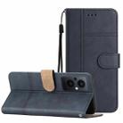 For OPPO Reno8 Lite Business Style Cowhide Texture Leather Phone Case(Blue) - 1