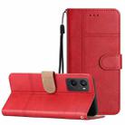 For OPPO A96 Business Style Cowhide Texture Leather Phone Case(Red) - 1