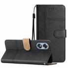 For OPPO A17 Business Style Cowhide Texture Leather Phone Case(Black) - 1