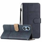 For OPPO A17 Business Style Cowhide Texture Leather Phone Case(Blue) - 1