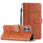 For OPPO A17 Business Style Cowhide Texture Leather Phone Case(Brown) - 1