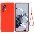 For Xiaomi 12T Pro Pure Color Liquid Silicone Shockproof Phone Case(Red) - 1