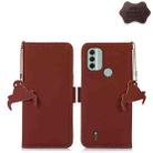 For Nokia C31 Genuine Leather Magnetic RFID Leather Phone Case(Coffee) - 1