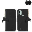 For Nokia C31 Genuine Leather Magnetic RFID Leather Phone Case(Black) - 1