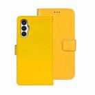 For Tecno Pova 3 idewei Crazy Horse Texture Leather Phone Case(Yellow) - 1