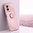 For OPPO A57 XINLI Straight Edge 6D Electroplate TPU Phone Case with Ring Holder(Cherry Purple) - 1