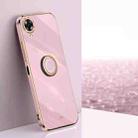 For OPPO A17k XINLI Straight Edge 6D Electroplate TPU Phone Case with Ring Holder(Cherry Purple) - 1