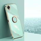For OPPO A17k XINLI Straight Edge 6D Electroplate TPU Phone Case with Ring Holder(Mint Green) - 1