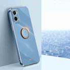 For OPPO A36 XINLI Straight Edge 6D Electroplate TPU Phone Case with Ring Holder(Celestial Blue) - 1