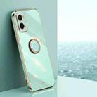 For OPPO A36 XINLI Straight Edge 6D Electroplate TPU Phone Case with Ring Holder(Mint Green) - 1