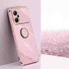 For OPPO K10 Pro XINLI Straight Edge 6D Electroplate TPU Phone Case with Ring Holder(Cherry Purple) - 1