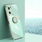 For OPPO Reno7 SE XINLI Straight Edge 6D Electroplate TPU Phone Case with Ring Holder(Mint Green) - 1
