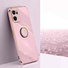 For OPPO Reno7 Global XINLI Straight Edge 6D Electroplate TPU Phone Case with Ring Holder(Cherry Purple) - 1