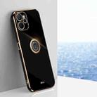 For Realme 9i 5G XINLI Straight Edge 6D Electroplate TPU Phone Case with Ring Holder(Black) - 1