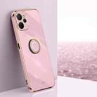 For Realme 9i 5G XINLI Straight Edge 6D Electroplate TPU Phone Case with Ring Holder(Cherry Purple) - 1