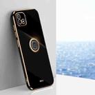 For Realme C20 XINLI Straight Edge 6D Electroplate TPU Phone Case with Ring Holder(Black) - 1