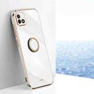 For Realme C20 XINLI Straight Edge 6D Electroplate TPU Phone Case with Ring Holder(White) - 1