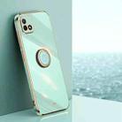 For Realme C20 XINLI Straight Edge 6D Electroplate TPU Phone Case with Ring Holder(Mint Green) - 1