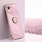 For Realme C30 XINLI Straight Edge 6D Electroplate TPU Phone Case with Ring Holder(Cherry Purple) - 1