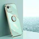 For Realme C30 XINLI Straight Edge 6D Electroplate TPU Phone Case with Ring Holder(Mint Green) - 1