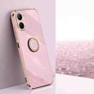 For Realme C33 4G XINLI Straight Edge 6D Electroplate TPU Phone Case with Ring Holder(Cherry Purple) - 1