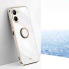 For Realme C33 4G XINLI Straight Edge 6D Electroplate TPU Phone Case with Ring Holder(White) - 1