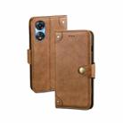 For OPPO A58 5G idewei Retro Texture Leather Phone Case(Khaki) - 1