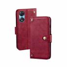 For OPPO A58 5G idewei Retro Texture Leather Phone Case(Red) - 1