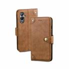 For Tecno Pova 4 idewei Retro Texture Leather Phone Case(Khaki) - 1