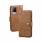 For vivo V21s idewei Retro Texture Leather Phone Case(Khaki) - 1