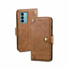 For ZTE Blade A72 4G idewei Retro Texture Leather Phone Case(Khaki) - 1