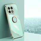 For OnePlus Ace Pro XINLI Straight Edge 6D Electroplate TPU Phone Case with Ring Holder(Mint Green) - 1