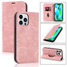 For iPhone 14 Pro Wireless Charging Magsafe Leather Phone Case(Pink) - 1