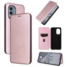 For Nokia X30 5G Carbon Fiber Texture Flip Leather Phone Case(Pink) - 1