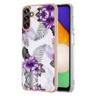 For Samsung Galaxy A14 5G Electroplating IMD TPU Phone Case(Purple Flower) - 1