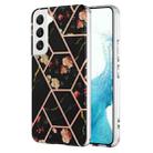 For Samsung Galaxy S23 5G Splicing Marble Flower IMD TPU Phone Case(Black Flower) - 1