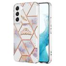 For Samsung Galaxy S23 5G Splicing Marble Flower IMD TPU Phone Case(Crown) - 1