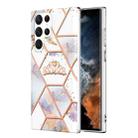 For Samsung Galaxy S23 Ultra 5G Splicing Marble Flower IMD TPU Phone Case(Crown) - 1